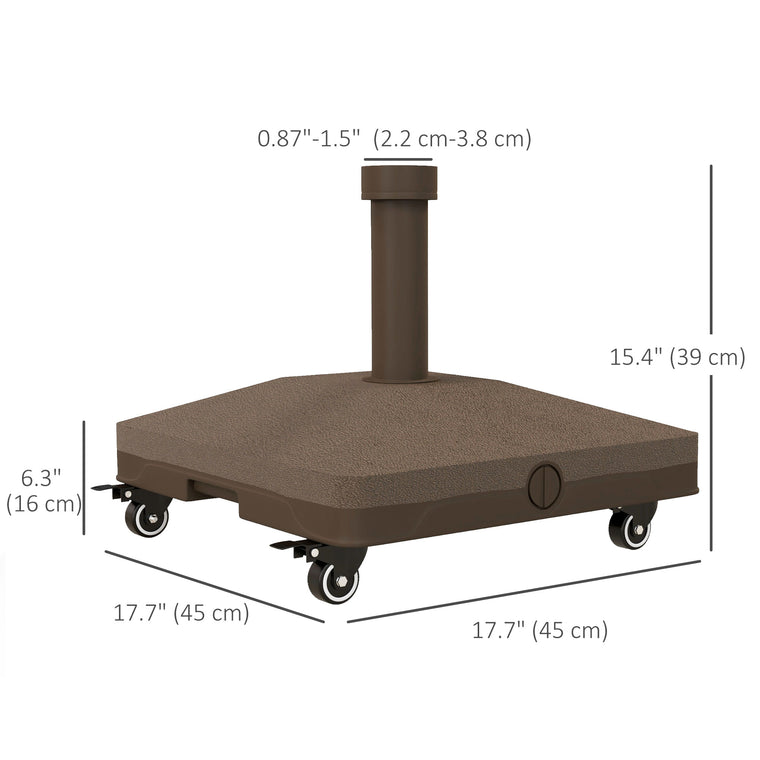 Brown Square Parasol Base with Wheels, Water or Sand Filled