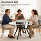 35" Round Dining Table, Modern Dining Room Table with Steel Frame, Space Saving Small Kitchen Table, Grey