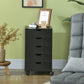 File Cabinet with 5 Drawer Wheels, 15.7" x 15.7" x 26.4", Black
