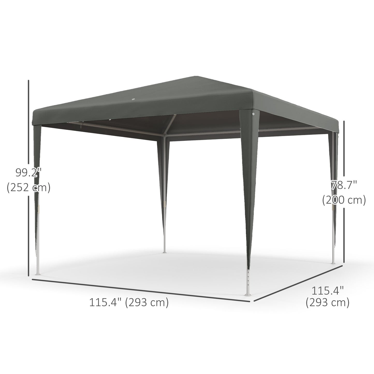10x10ft Party Tent Portable Gazebo, Folding Garden Canopy Event Shelter Outdoor Sunshade Grey
