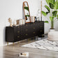 Modern Chest of Drawers 6 Drawer Dresser for Bedroom with Gold Legs and Handles, Black