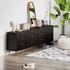 Modern Chest of Drawers 6 Drawer Dresser for Bedroom with Gold Legs and Handles, Black