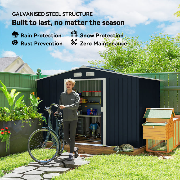 9.1' x 6.4' x 6.3' Garden Shed with Double Doors