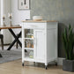 Kitchen Island, Compact Kitchen Cart on Wheels with Open Shelf & Storage Drawer for Dining Room, Kitchen, White