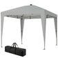 10 x 10 ft Pop Up Canopy Tent with Central Light, UPF 50+ Instant Portable Canopy Shelter with Remote, Light Grey
