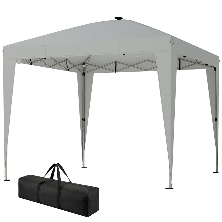 10' x 10' Light Grey Pop-Up Canopy Tent with Light & Remote