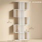 5-Tier Bookshelf, S Shaped Geometric Bookcase with 15 Compartments, White Wood Grain