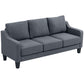 3 Seater Sofa, Modern Couch with Pocket Spring, Linen Upholstered, Thick Padded, Charcoal Grey