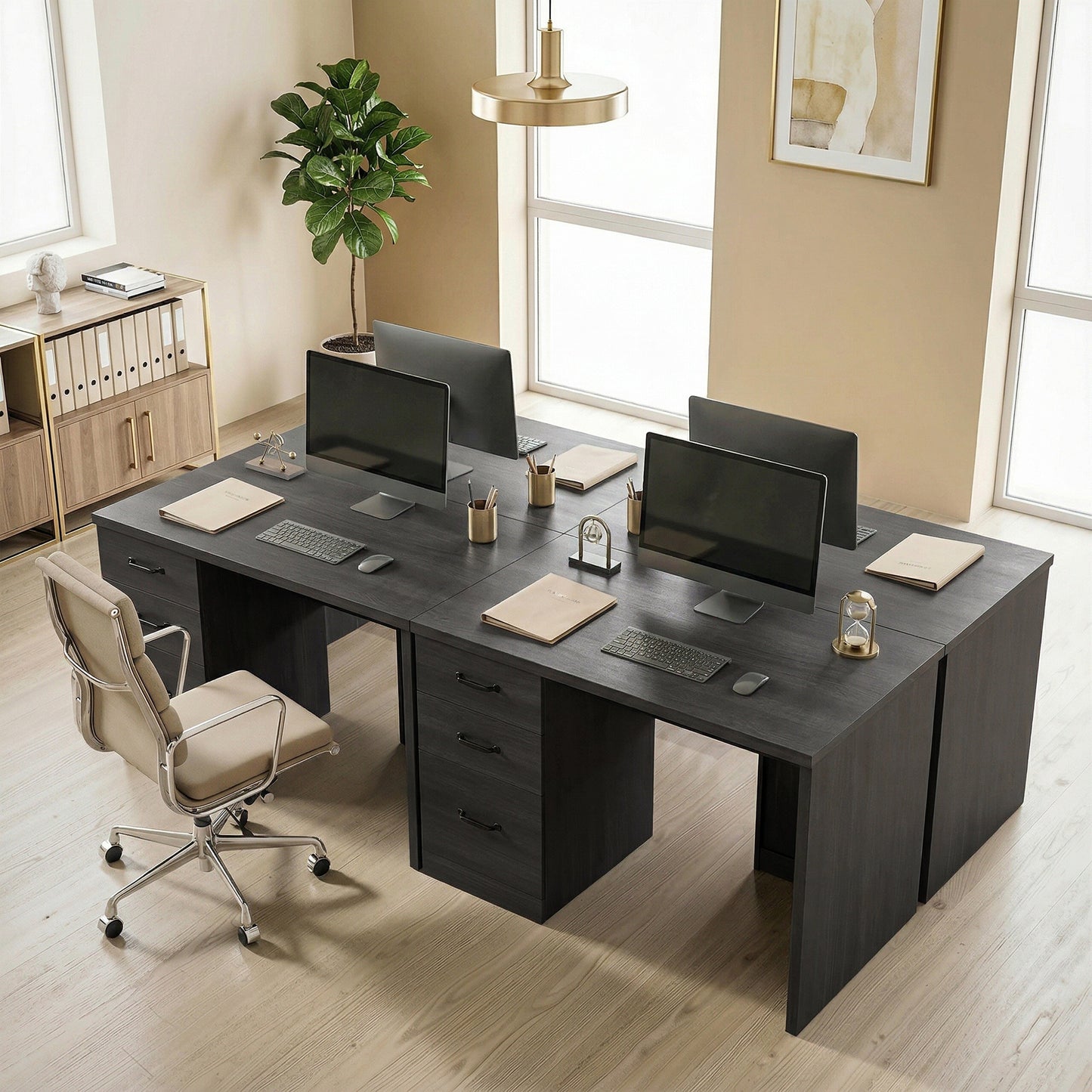 Computer Desk with 3 Drawers, 47" Home Office Desk with Adjustable Hanging Rails for Letter A4 Files, Black