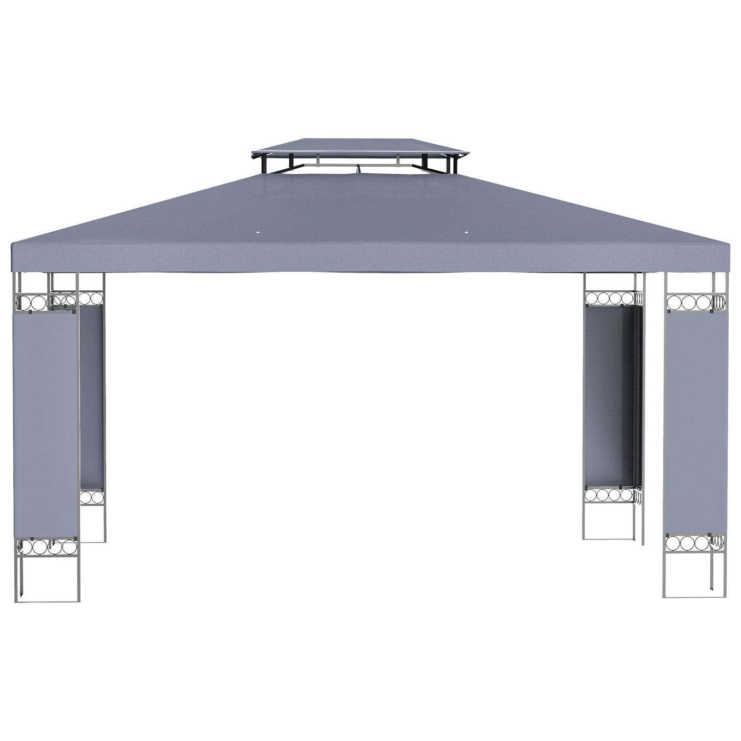 10' x 13' Outdoor Gazebo, Double Roof Patio Gazebo Canopy Shelter with Screen Decorate Corner Frame, Grey