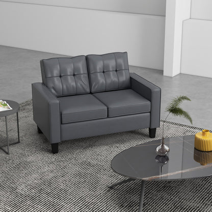 51" PU Leather Tufted Loveseat - Grey