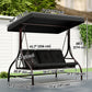 Convertible Patio Swing Bed with Canopy and Cushions, 3 Seater Porch Swing for Outdoor, Backyard, Garden, Black