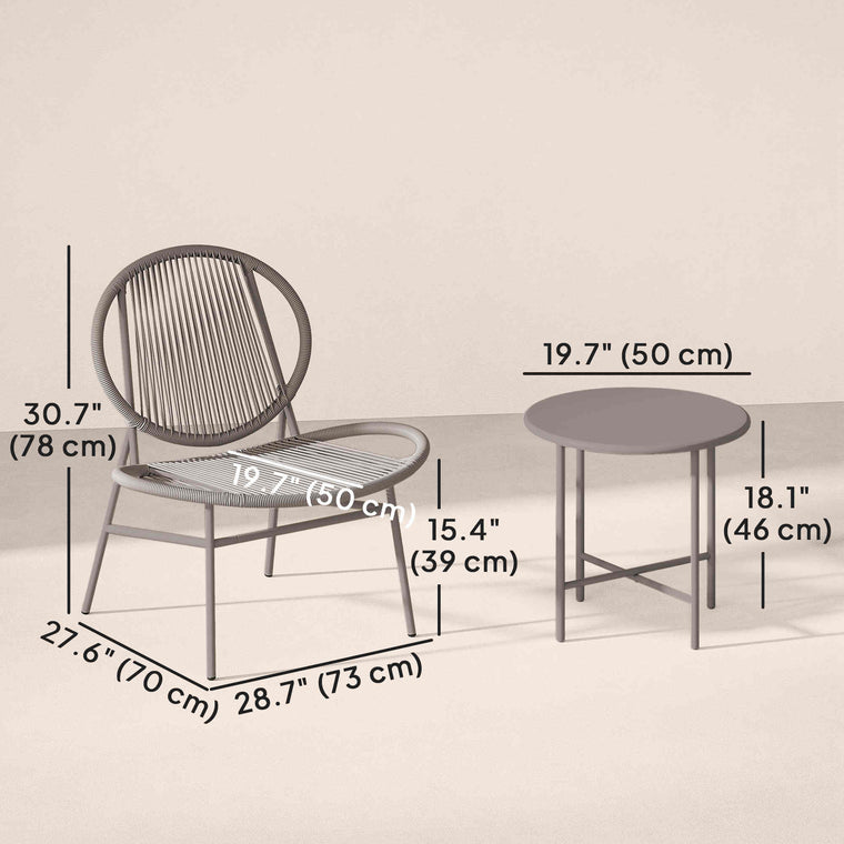 3-Piece Rattan Bistro Set with Acapulco Chairs and Steel Table