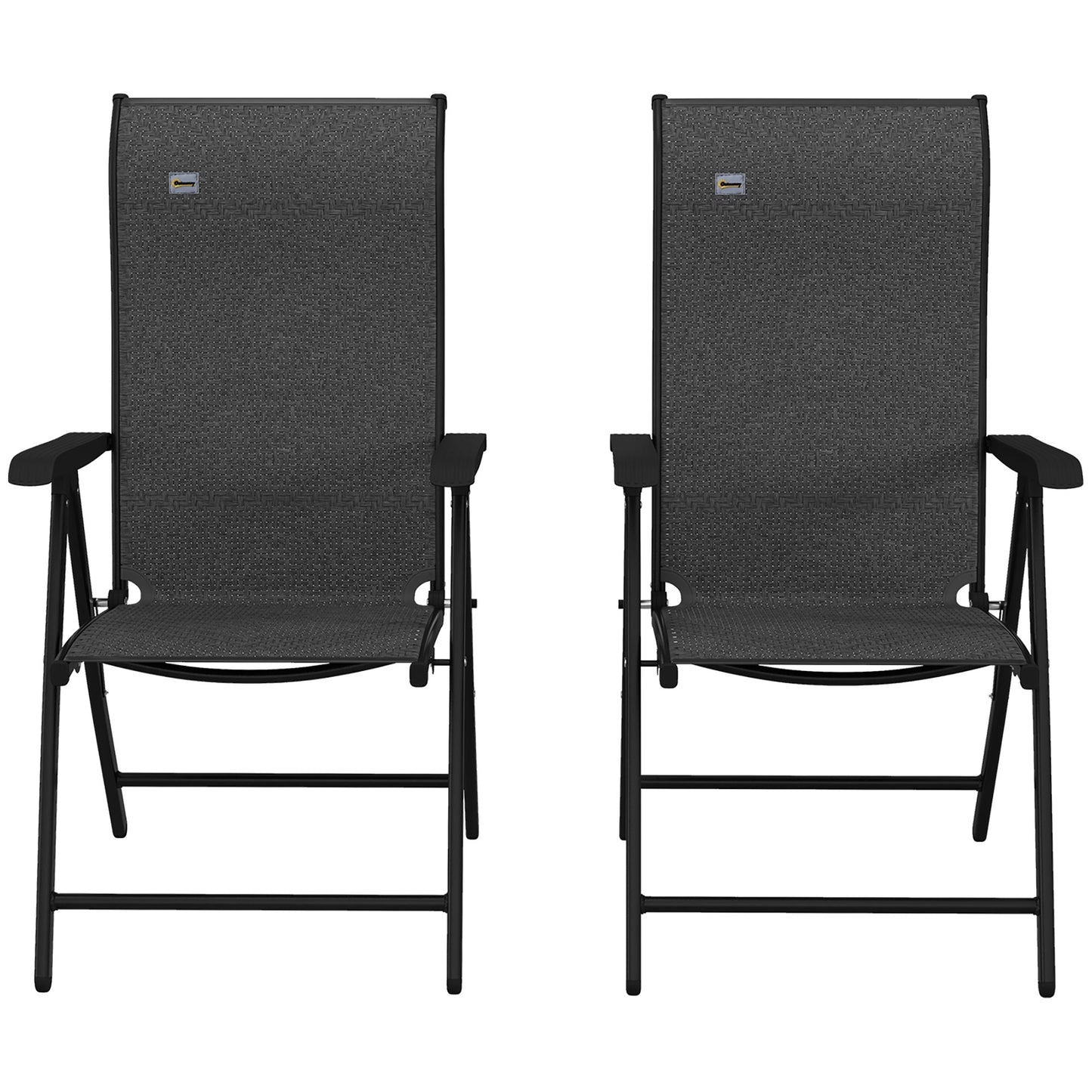 2PCs Outdoor Wicker Folding Chairs with Adjustable Backrest, Grey