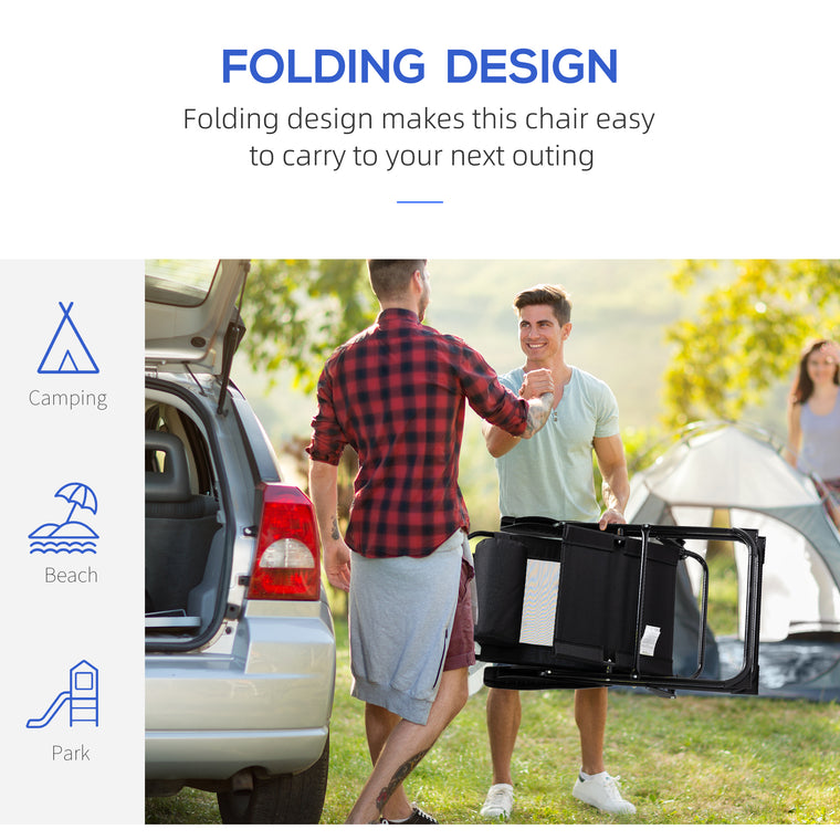 Black Double Camping Chairs with Reclining Headrest