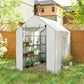 Walk-in Greenhouse with 3 Tier, Garden Plant Growhouse with Roll-up Door and Mesh Windows, 140 x 213 x 190 cm, White