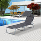 Outdoor Lounge Chair, Adjustable Folding Chaise Lounge, Tanning Chair with Sun Shade for Beach, Camping, Hiking, Backyard, Light Grey