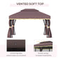 10 x 13ft Aluminum Frame Gazebo Canopy Double Tier Garden Shelter with Netting and Curtains, Coffee