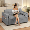 Pull Out Sofa Bed, Sleeper Sofa Couch with USB Ports, Small Linen Loveseat Futon Couch for Living Room, Grey