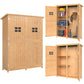 4x1.5ft Wooden Garden Storage Shed, Outdoor Tool Cabinet Organizer with Windows and Double Door, Nature Wood