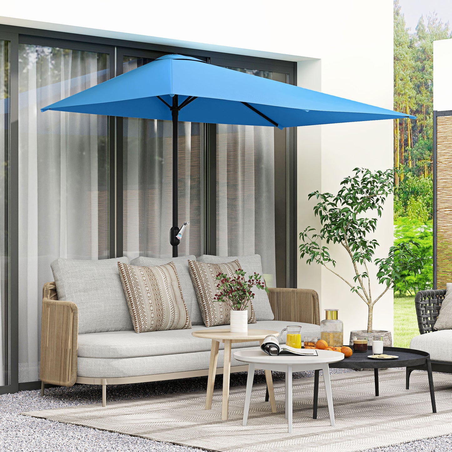 8ft Half Round Balcony Umbrella with 5 Ribs