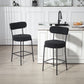 Set of 2 Barstools, Upholstered Corduroy Bar Stools with Backrest, Footrest for Kitchen Island, Dining Room, Black
