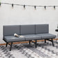 3-in-1 3-Seater Outdoor Sofa, Lounge Chair with 5-Position Adjustable Back, Patio Loveseat with Folding Table, Grey