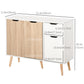 35" Sideboard Storage Cabinet with Drawer, White and Nature Wood