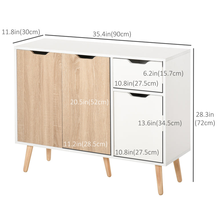 35" Sideboard Storage Cabinet with Drawer - White