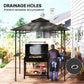 8' x 5' Outdoor Grill Gazebo, Double Tiered Barbecue Grill Gazebo Shelter with 2 Side Shelves, Hooks, Dark Grey