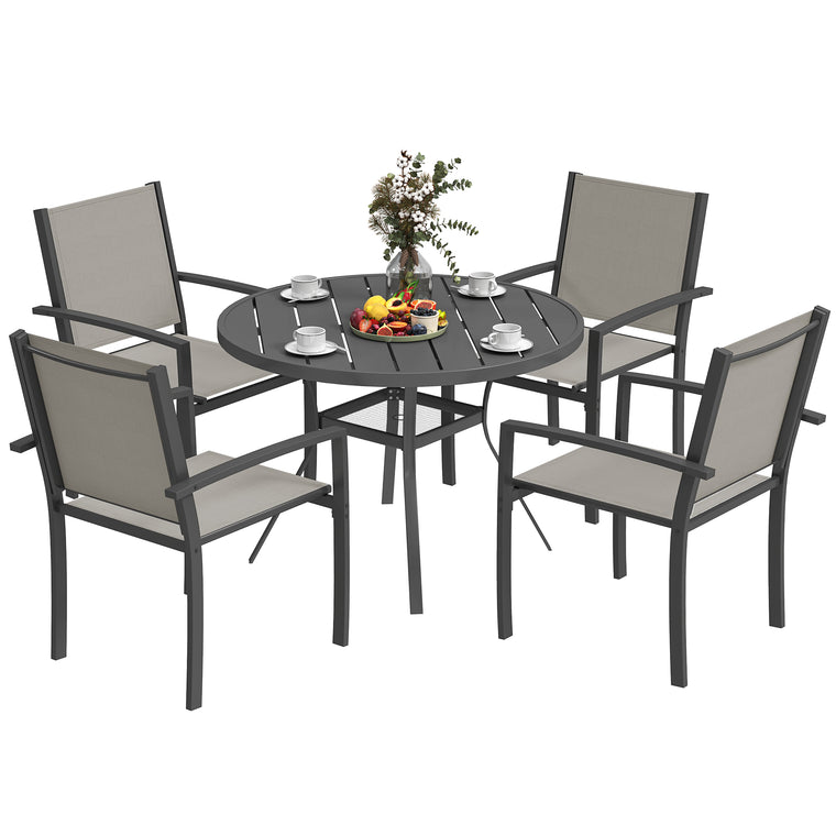 5-Piece Outdoor Dining Set with Round Table