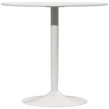 Round Dining Table for 2 with Steel Base - White