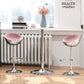 Modern Round Bar Table Adjustment Height Home Pub Bistro Desk Faux Leather Covered Wooden Top Chrome Base White