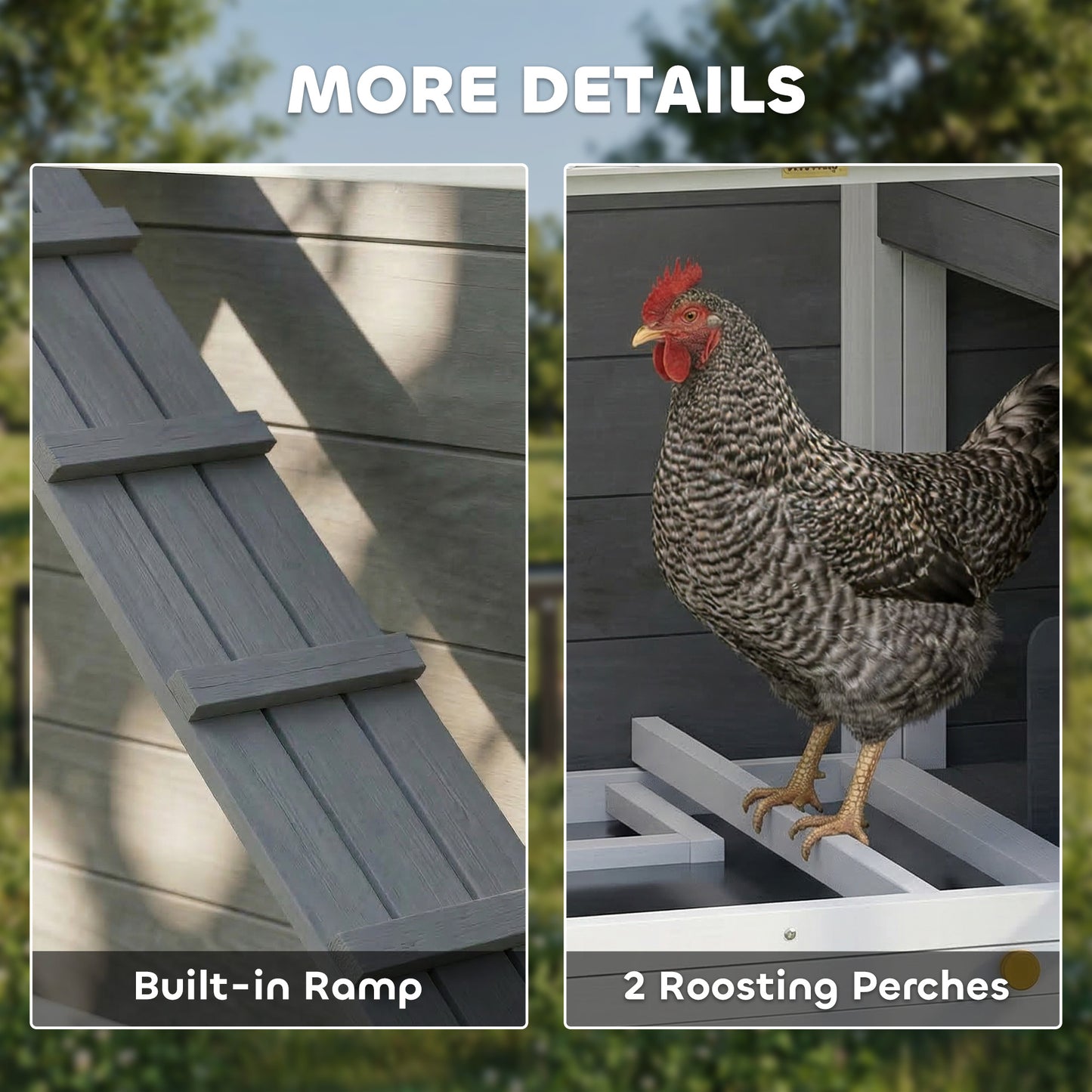Large Chicken Coop, 134"L Wooden Chicken House with Run, Nesting Box, Slide-Out Tray, Waterproof Roof and Ramp
