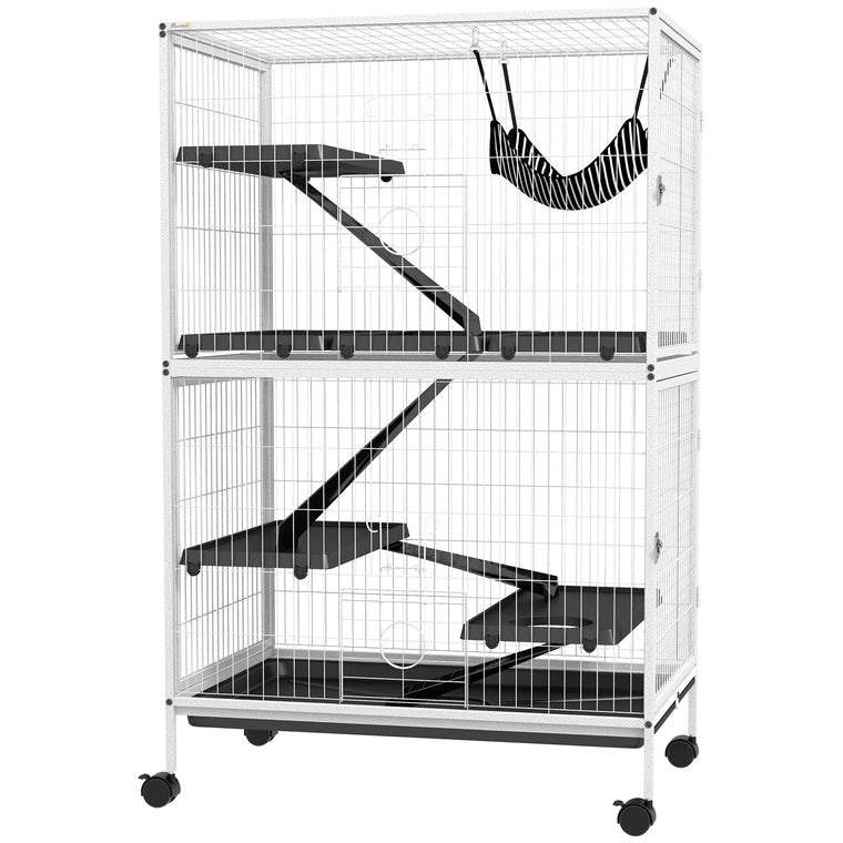 5-Tier Light Grey Rolling Guinea Pig Cage for Small Animals