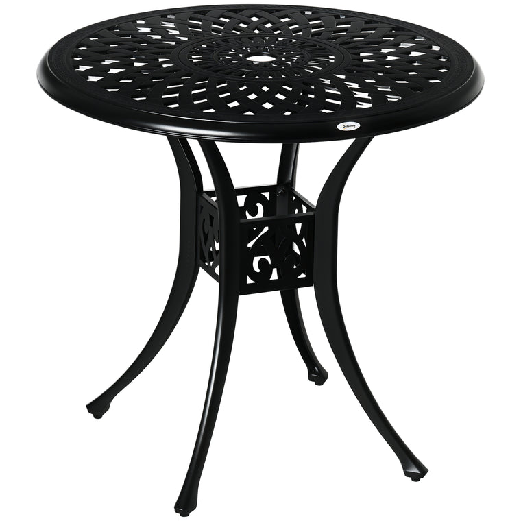 30" Round Cast Aluminum Bistro Table with Umbrella Hole
