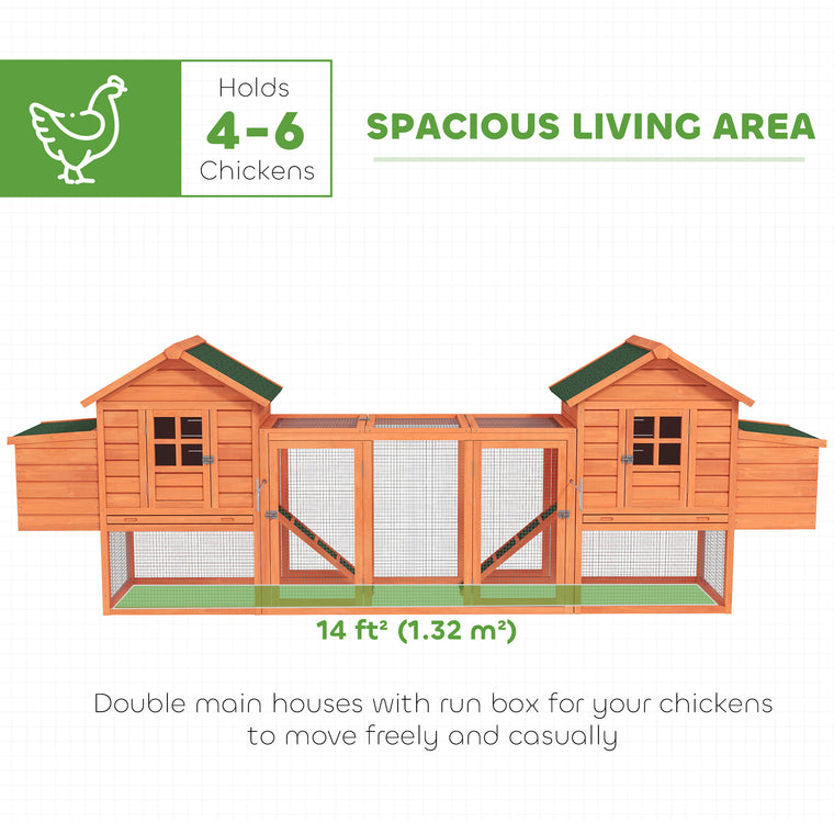 123" Orange Wooden Chicken Coop with Run & Nesting Boxes
