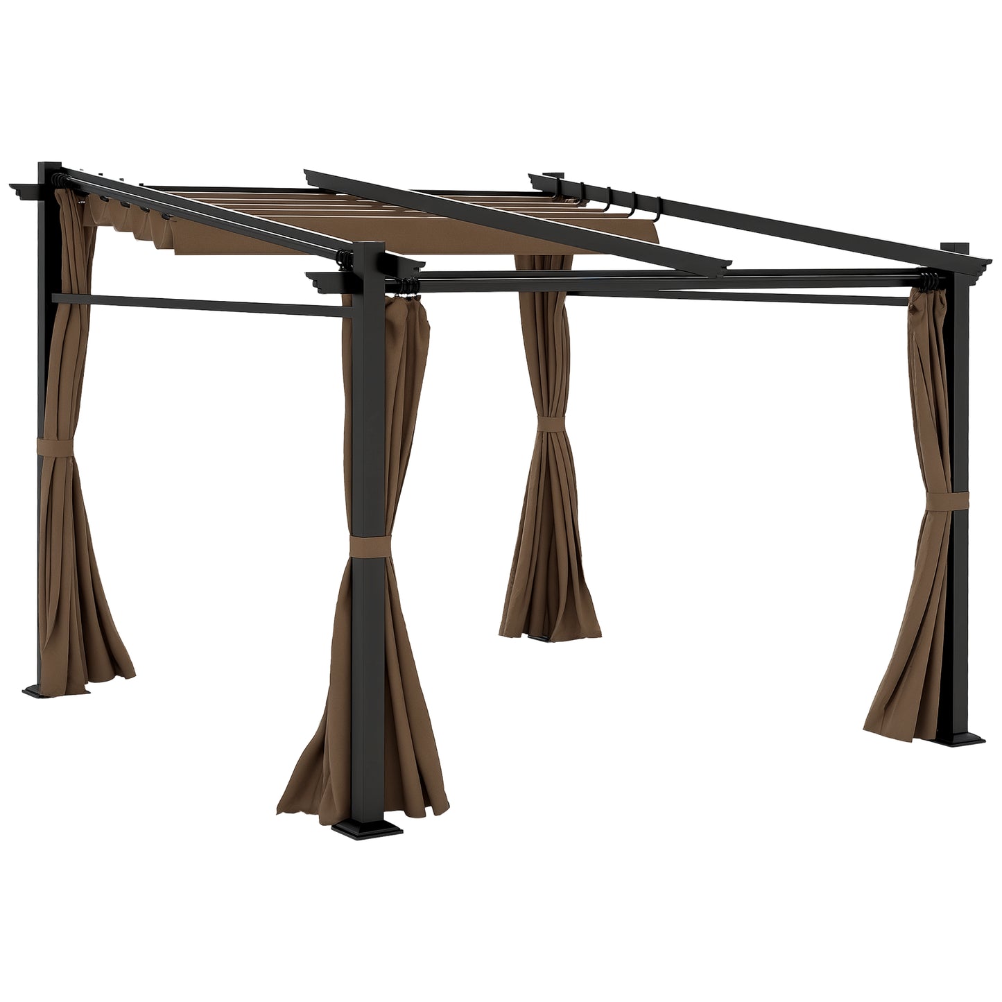 Metal Pergola with Sliding Roof Canopy, Retractable Pergola Canopy