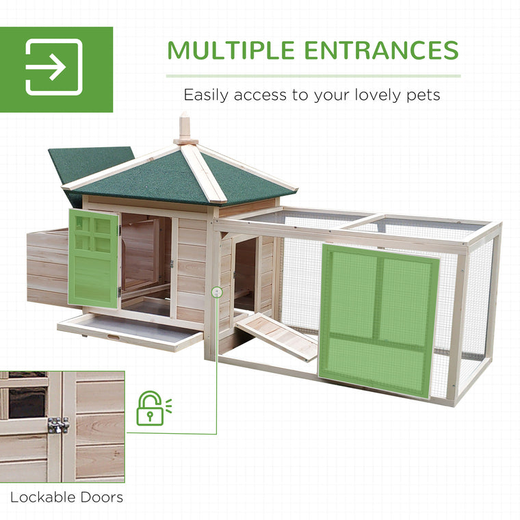 77" Natural Chicken Coop with Nesting Box & Run