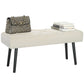 39 Inches Upholstered Bedroom Bench, Modern End of Bed Bench with Steel Legs, Cream White