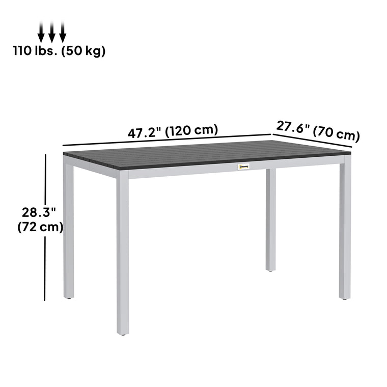 Rust-Resistant Aluminum Dining Table, Slatted Top