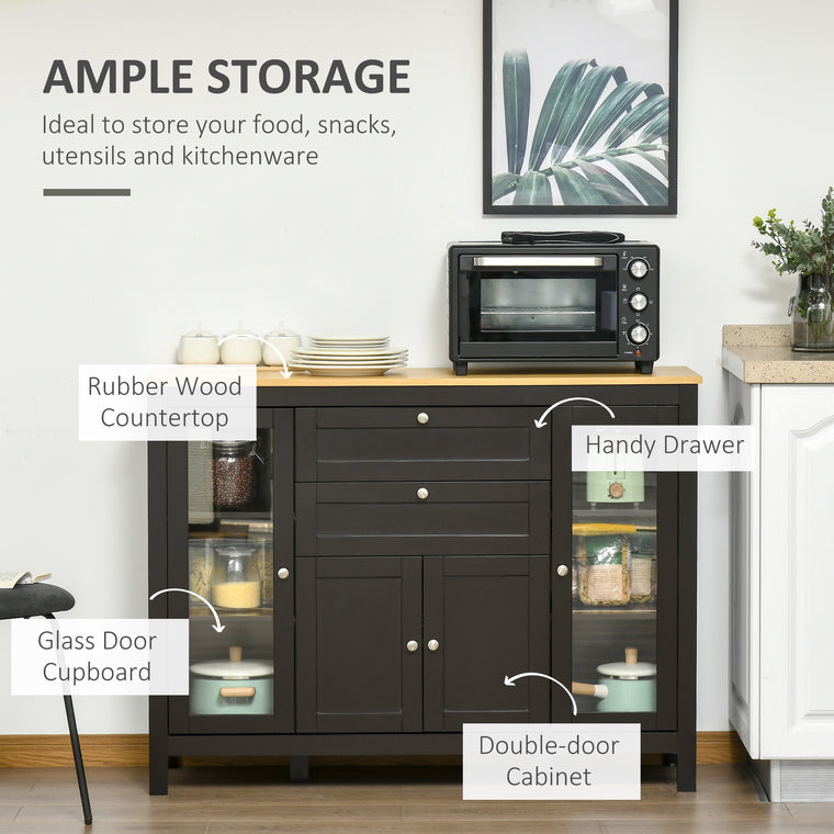 Buffet Sideboard with 2 Drawers & Glass Doors