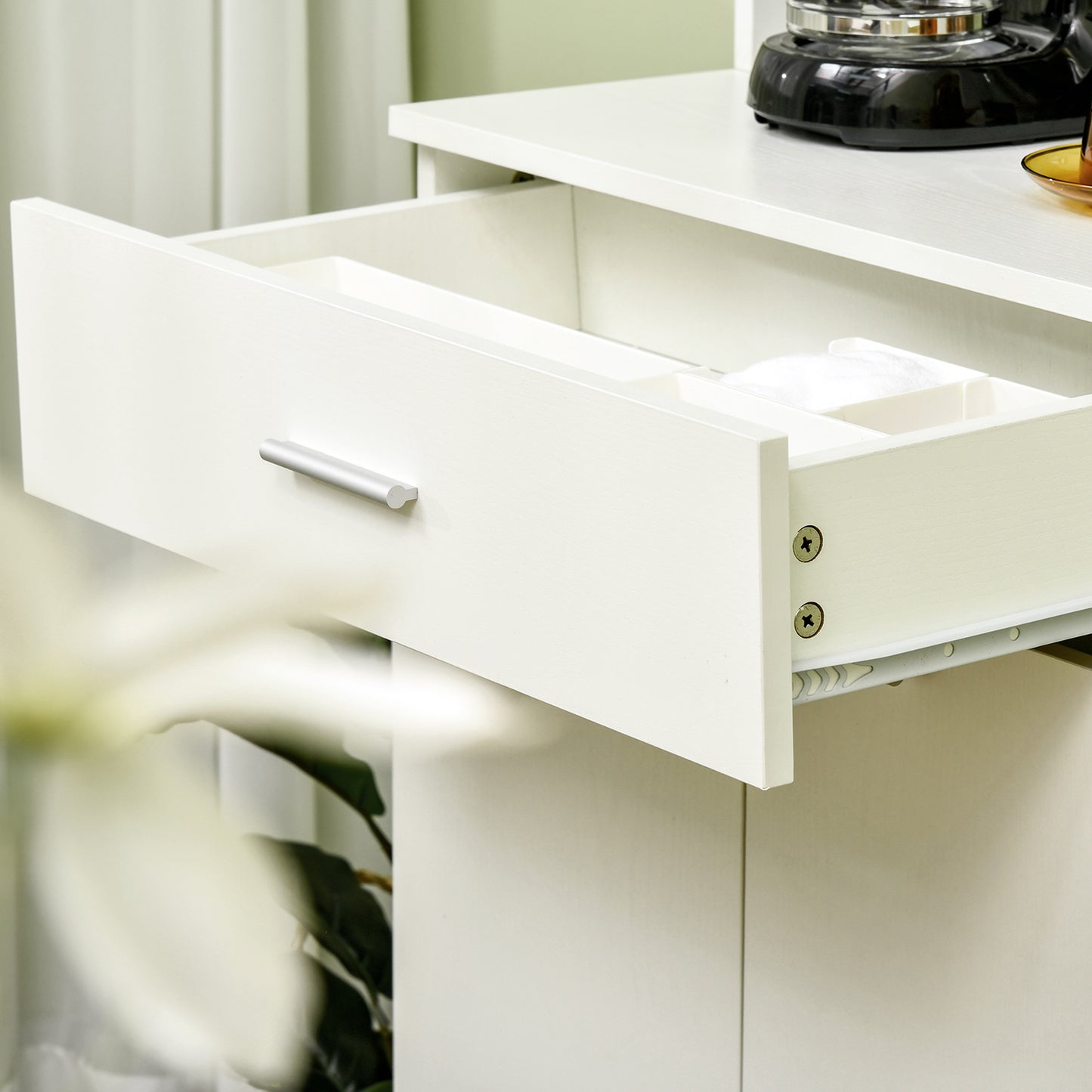 71"H Freestanding Kitchen Pantry, Buffet Cabinet with Hutch, Storage Cabinet with Drawer, Doors and Microwave Stand, White
