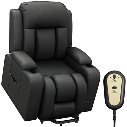 PU Leather Power Lift Recliner with Cup Holders - Grey