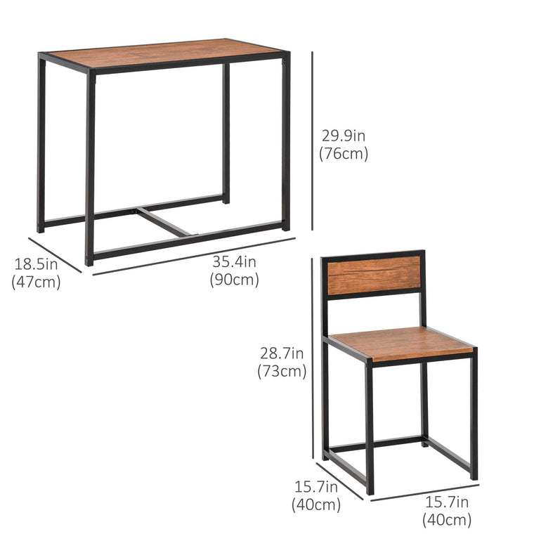 Industrial 3-Piece Dining Set for 2