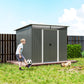 9' x 6.5' Outdoor Metal Garden Shed Utility Tool Storage Steel Backyard House, Dark Grey