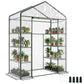56" x 29" x 77" Portable Walk-in Greenhouse Garden Flower Plant Growing Warm House w/ 4 Tier Shelves and Roll Up Zippered Door, Transparent