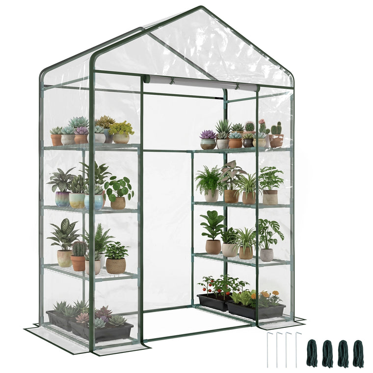 56" x 29" x 77" Transparent Greenhouse with 4 Tier Shelves