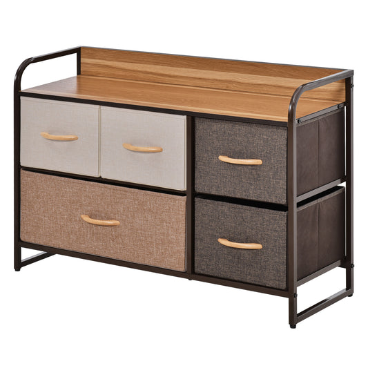 5-Bin Fabric Dresser Storage Tower with Metal Frame