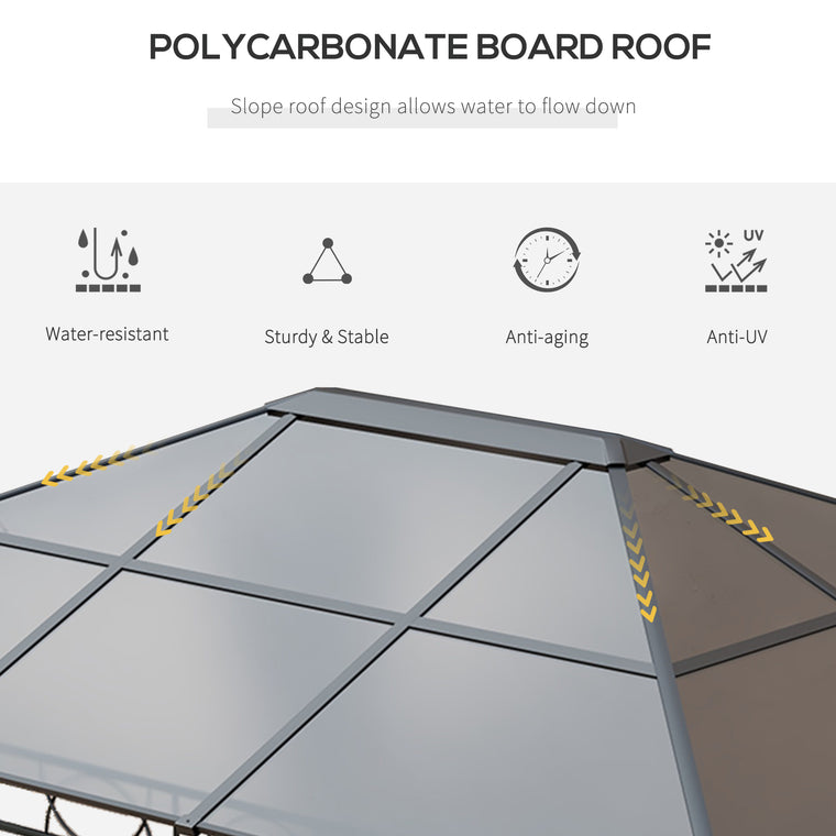 Polycarbonate Hardtop Gazebo with Aluminum Frame & Curtains